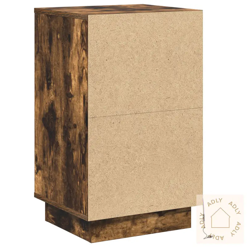 Nattbord Med Led Røkt Eik 39X34.5X65 Cm Konstruert Tre