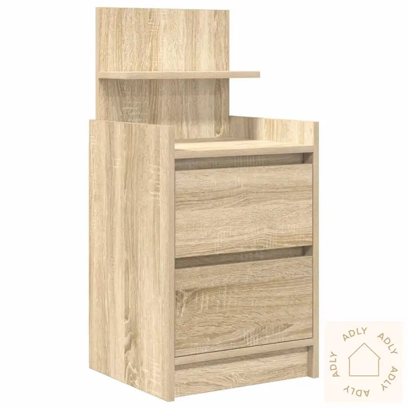 Nattbord Med 2 Skuffer Sonoma Eik 38X34X80 Cm