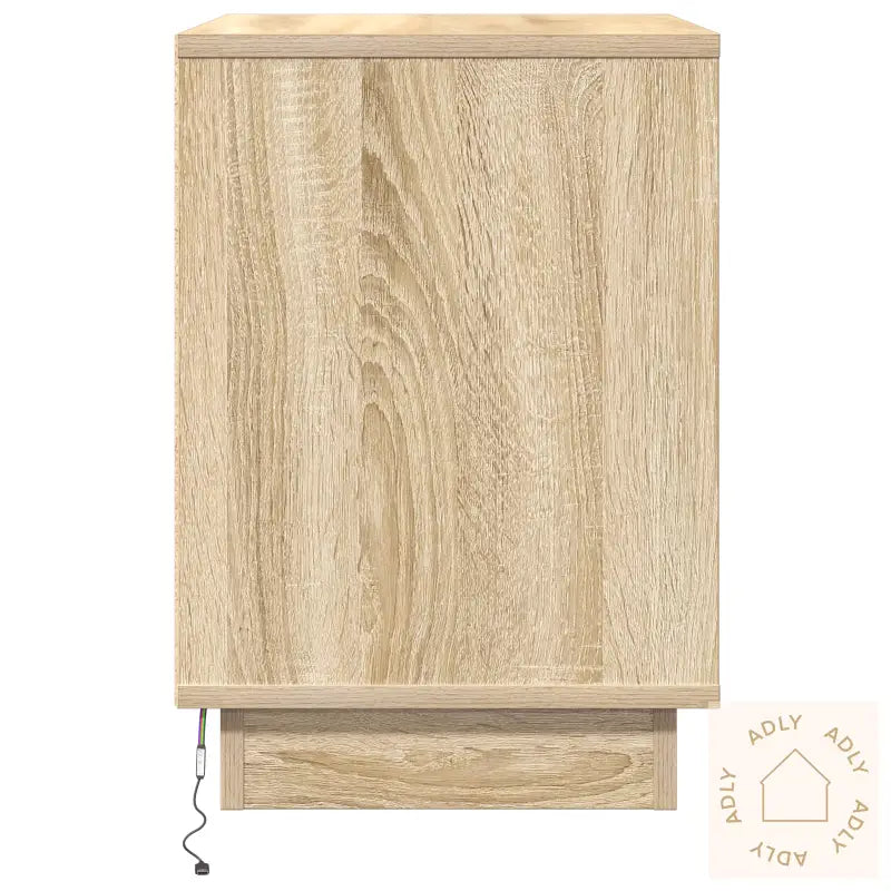 Nattbord Med Led 2 Stk Sonoma Eik 50X34,5X50 Cm