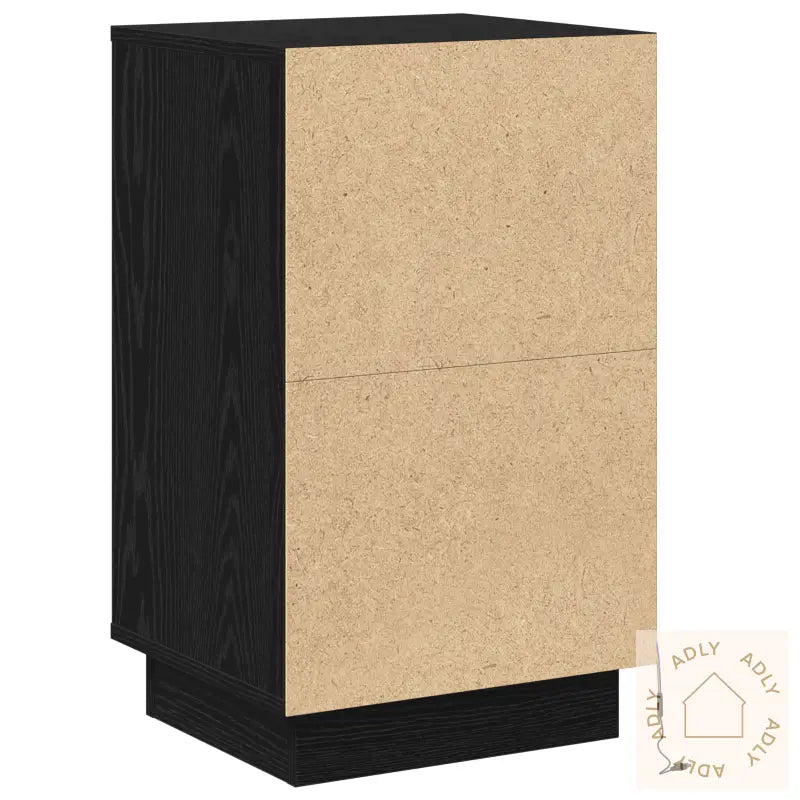 Nattbord Med Led Svart Eik 39X34,5X65 Cm Konstruert Tre