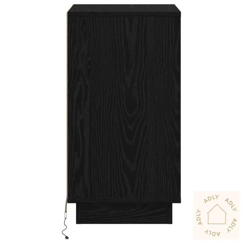 Nattbord Med Led Svart Eik 39X34,5X65 Cm Konstruert Tre