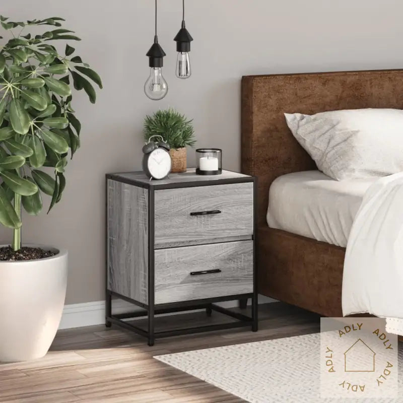 Nattbord Grå Sonoma 40X31X50 Cm Konstruert Tre