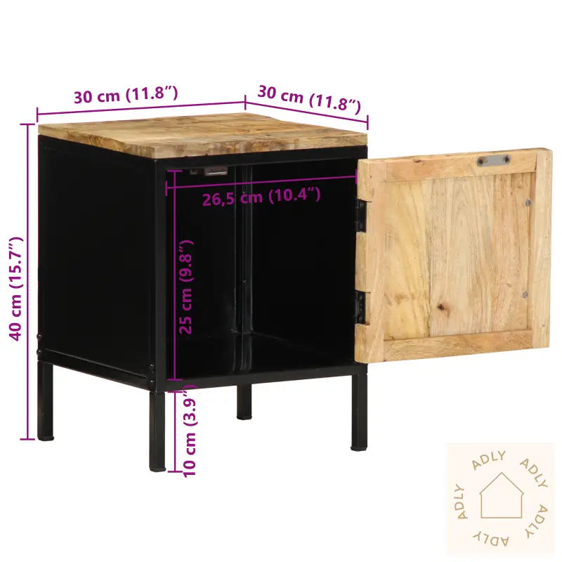 Nattbord 30X30X40 Cm Massiv Tre Grovt Mangotre