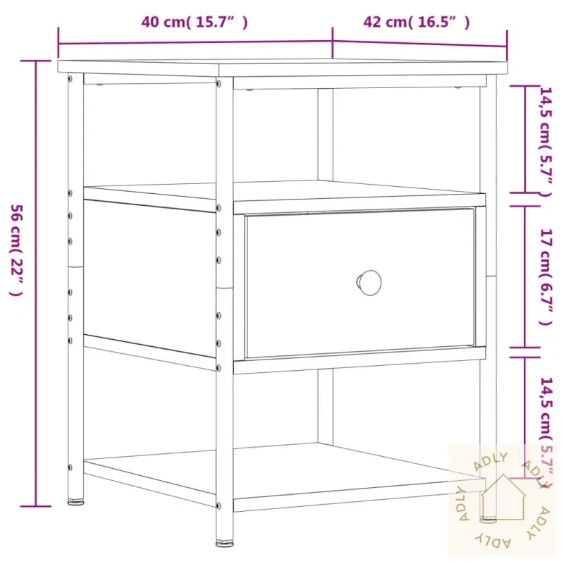Nattbord Røkt Eik 40X42X56 Cm Konstruert Tre