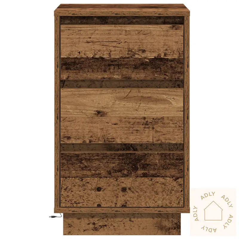 Nattbord Med Led Gammelt Tre 39X34,5X65 Cm