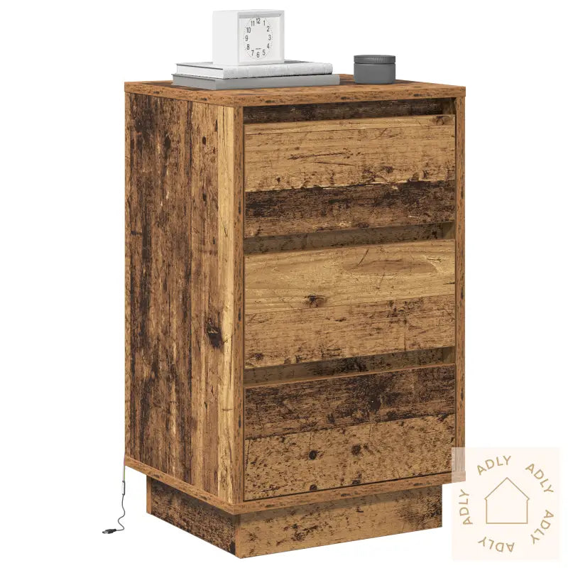 Nattbord Med Led Gammelt Tre 39X34,5X65 Cm