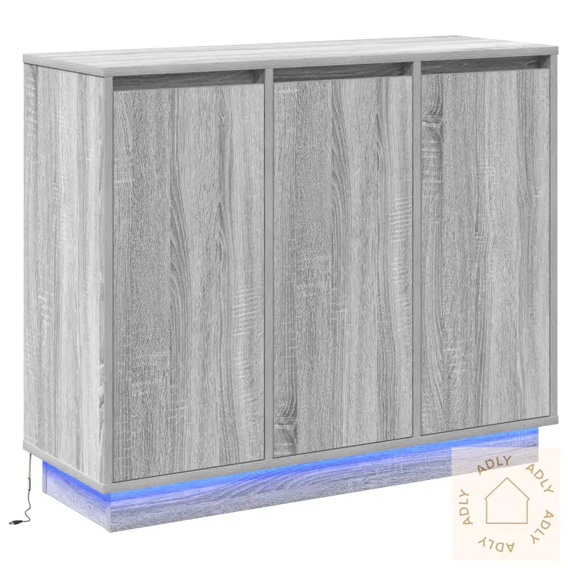 Sideboard Med Led I Grå Sonoma 90X32X75 Cm Laget Av Tre