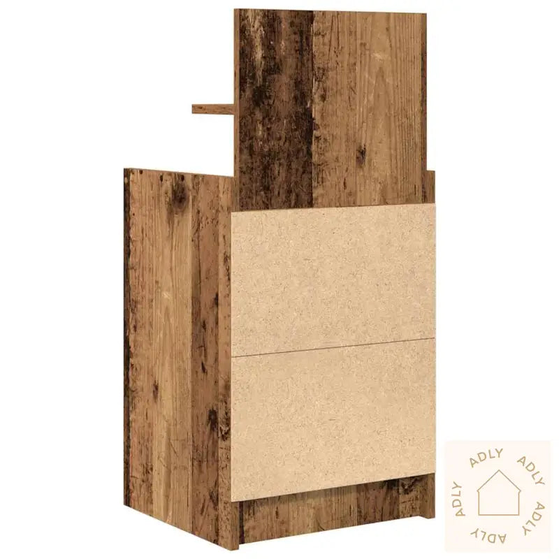 Nattbord Med 2 Skuffer Gammelt Tre 38X34X80 Cm