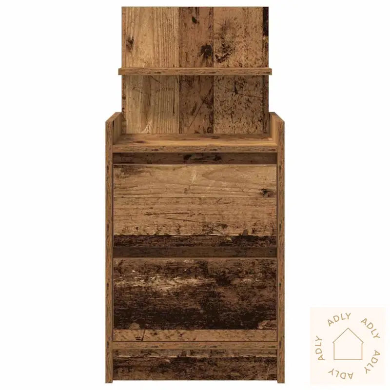 Nattbord Med 2 Skuffer Gammelt Tre 38X34X80 Cm
