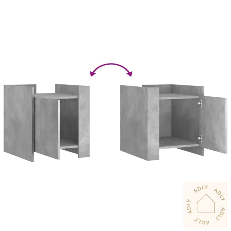 Nattbord Betonggrå 45X50X50 Cm Konstruert Tre