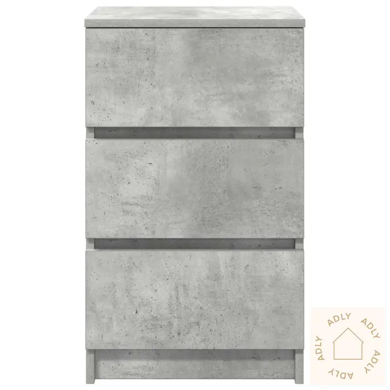 Nattskap Med 3 Skuffer Betonggrå 39X35X65 Cm