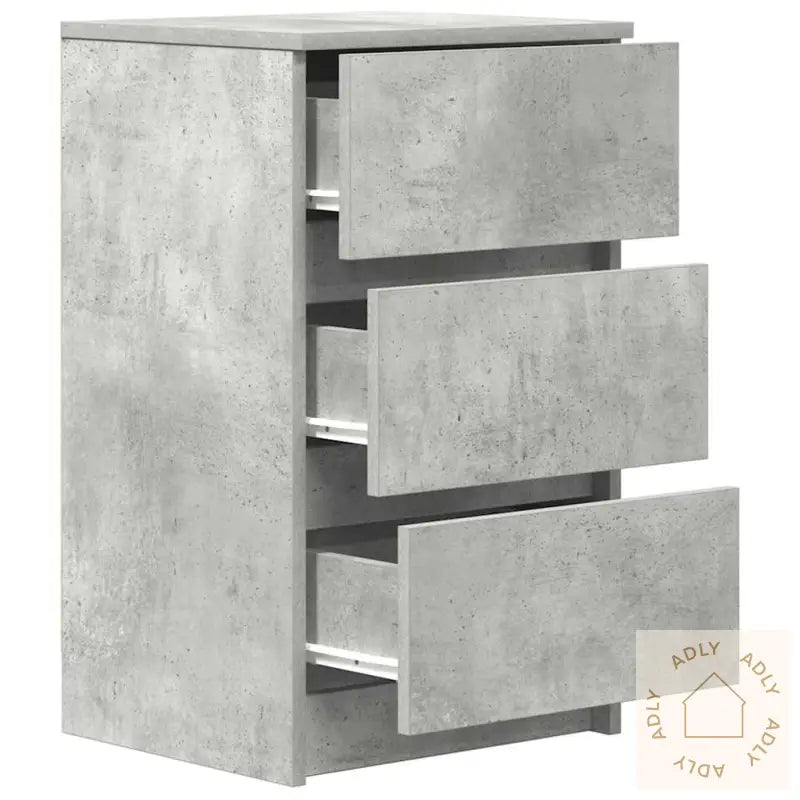 Nattskap Med 3 Skuffer Betonggrå 39X35X65 Cm