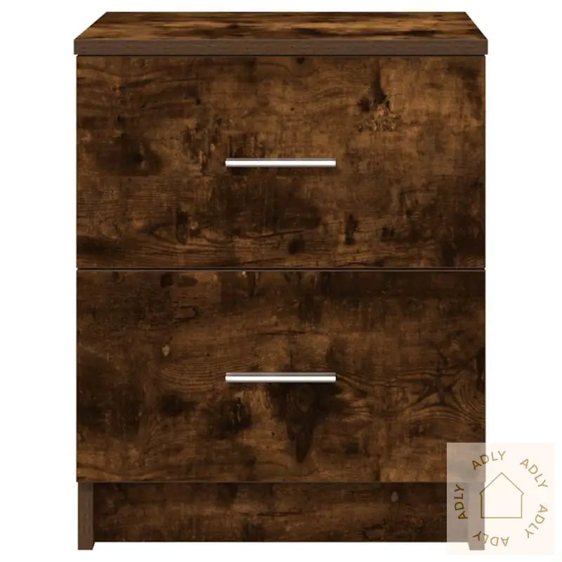 Nattbord Med 2 Skuffer Røkt Eik 40X36X50 Cm