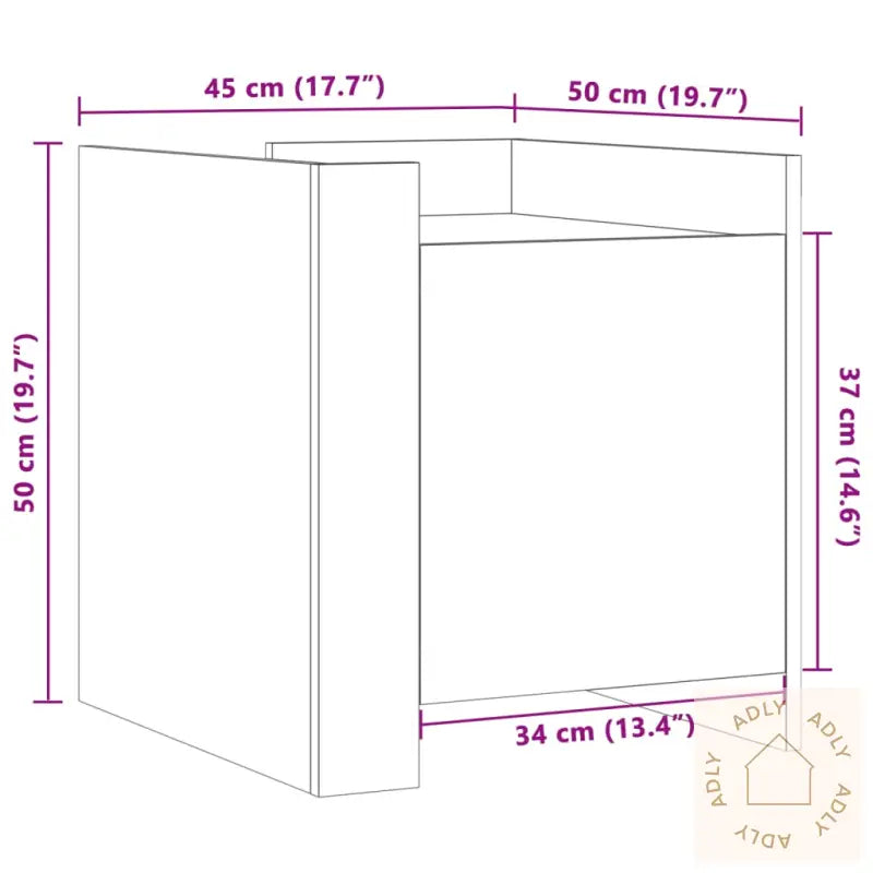 Nattbord Betonggrå 45X50X50 Cm Konstruert Tre