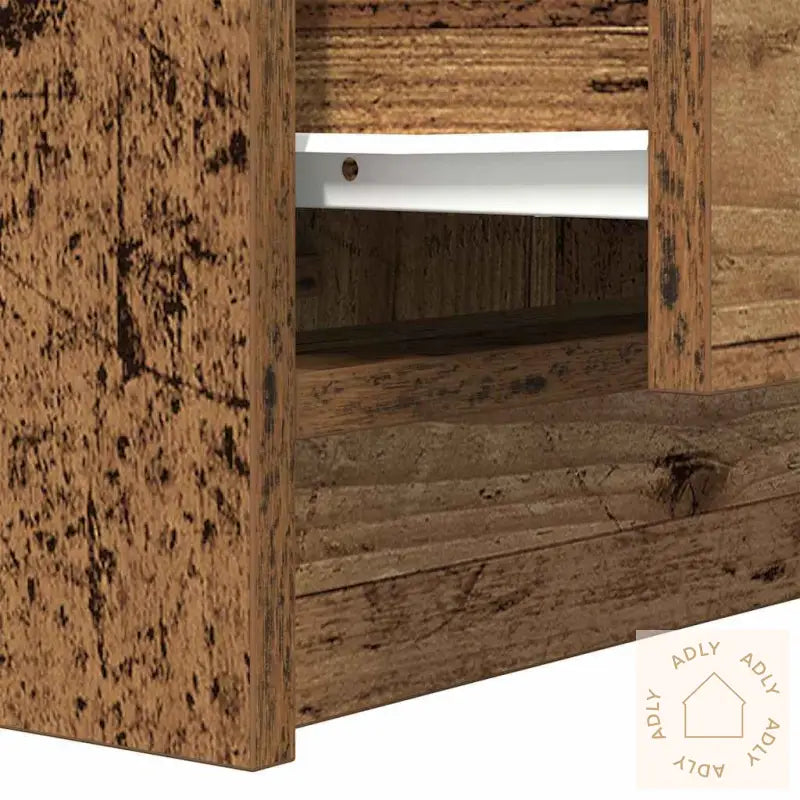 Nattbord Med 2 Skuffer Gammelt Tre 38X34X80 Cm