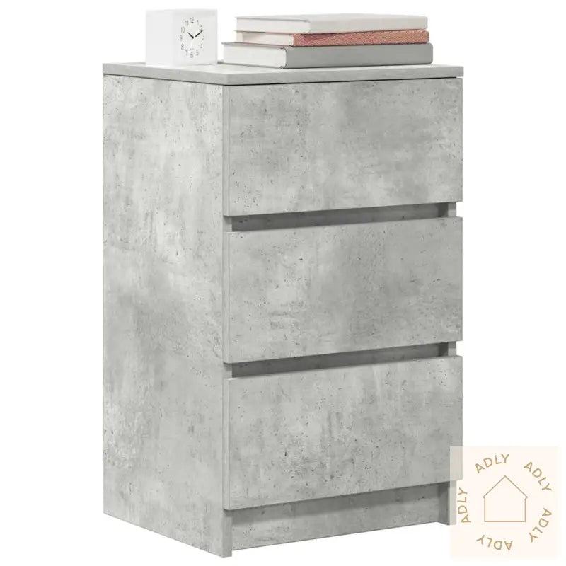 Nattskap Med 3 Skuffer Betonggrå 39X35X65 Cm