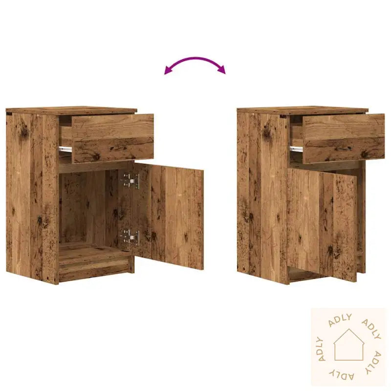 Nattbord Gammelt Tre 39X35X65 Cm Konstruert Tre