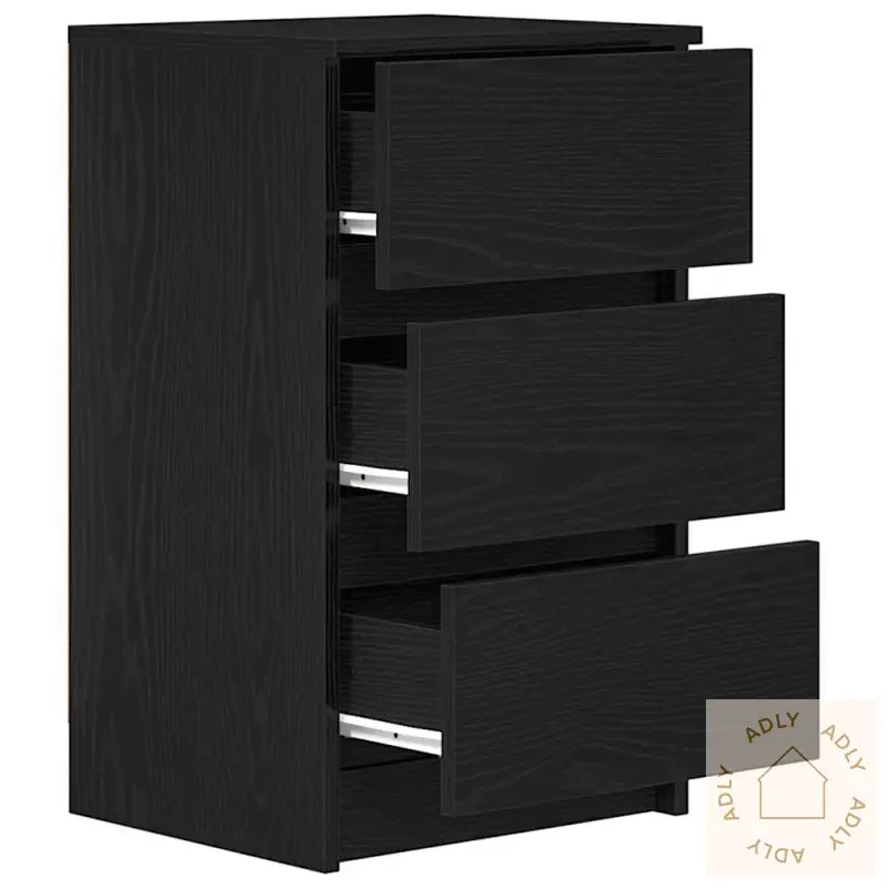 Nattskap Med 3 Skuffer 2 Stk Svart 39X35X65 Cm