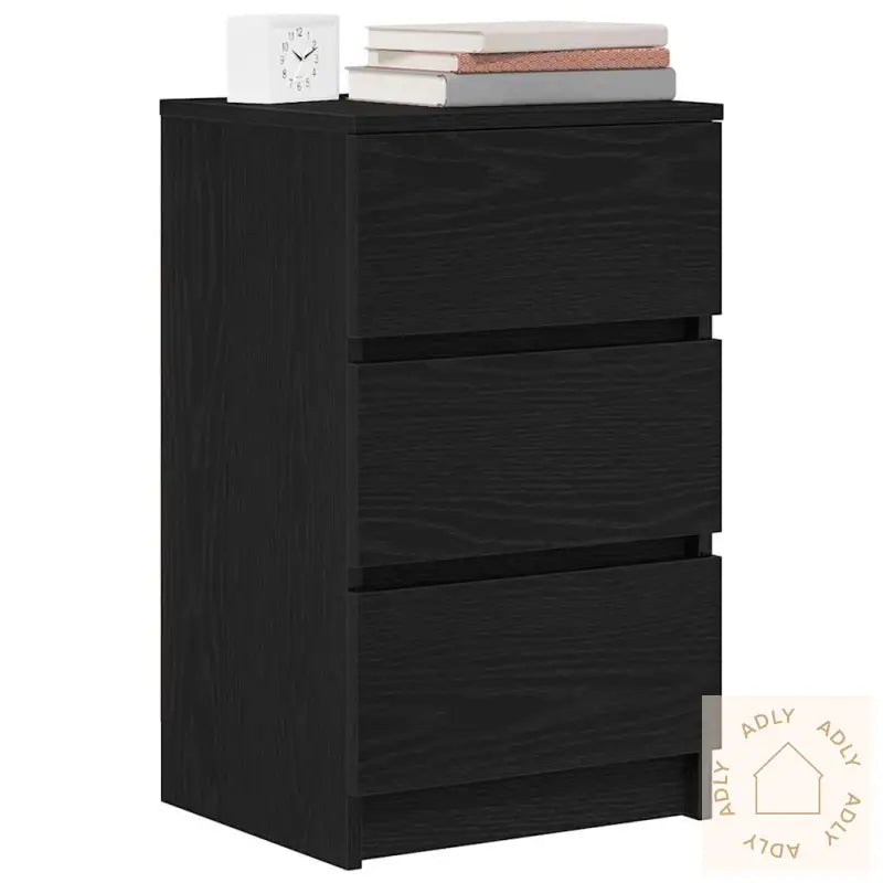 Nattskap Med 3 Skuffer 2 Stk Svart 39X35X65 Cm