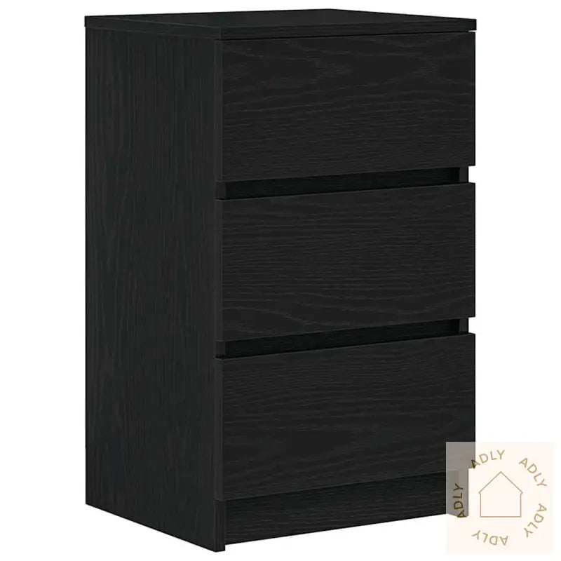 Nattskap Med 3 Skuffer 2 Stk Svart 39X35X65 Cm