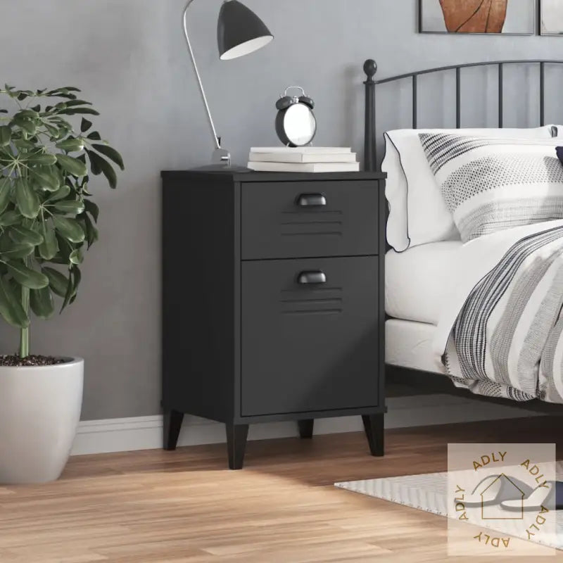 Nattbord Viken Svart Konstruert Tre