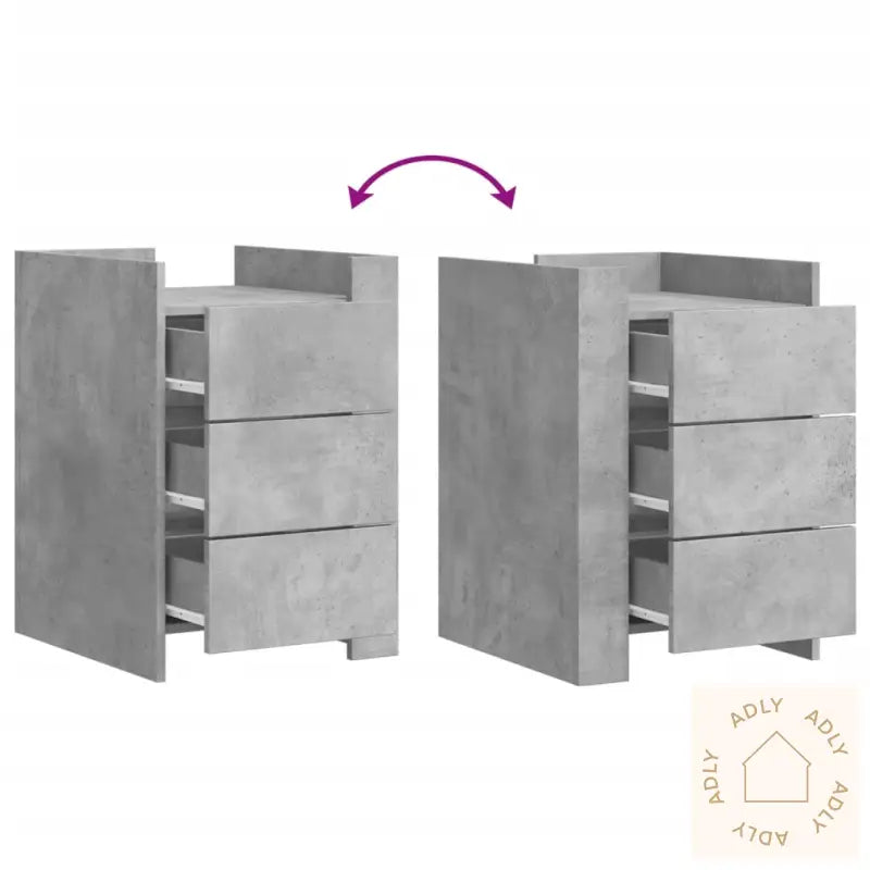 Nattbord Betonggrå 45X50X65 Cm Konstruert Tre