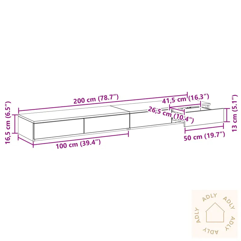 Nattskuffer Håndlaget Eik 200X36.5X16.5 Cm Konstruert Tre
