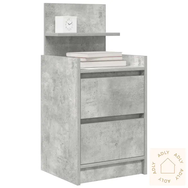 Nattbord Med 2 Skuffer Betonggrå 38X34X80 Cm