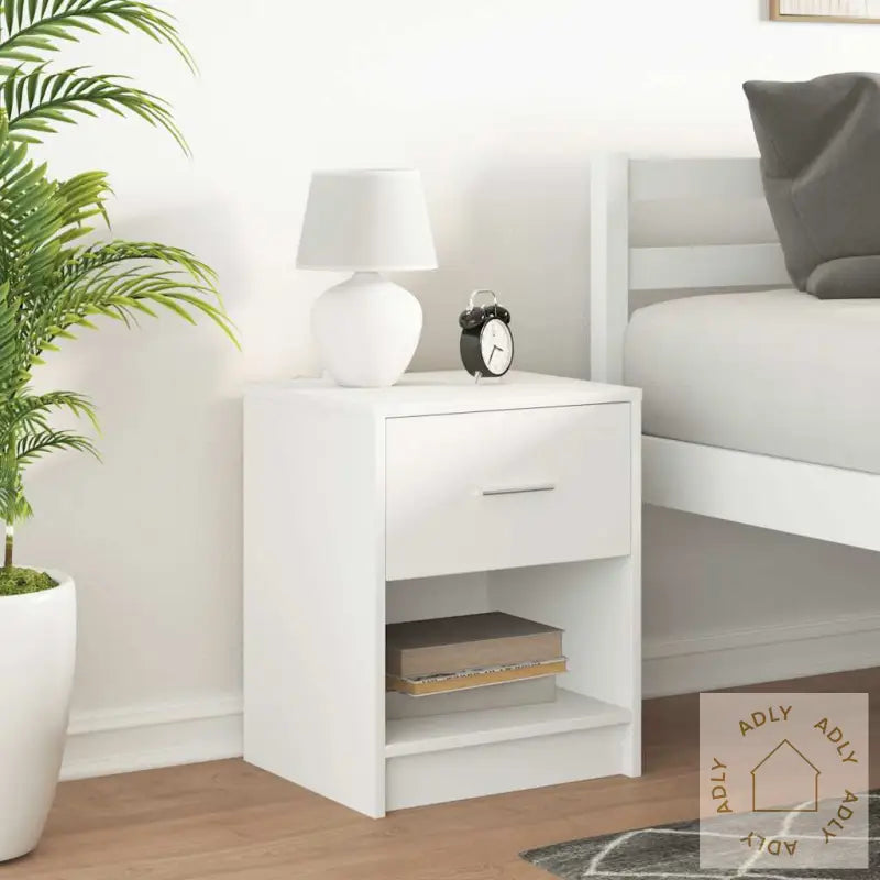 Nattbord Med Skuff Hvit 40X34X50 Cm