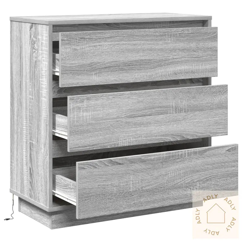 Nattbord Med Led Grå Sonoma 71X34,5X75 Cm Konstruert Tre