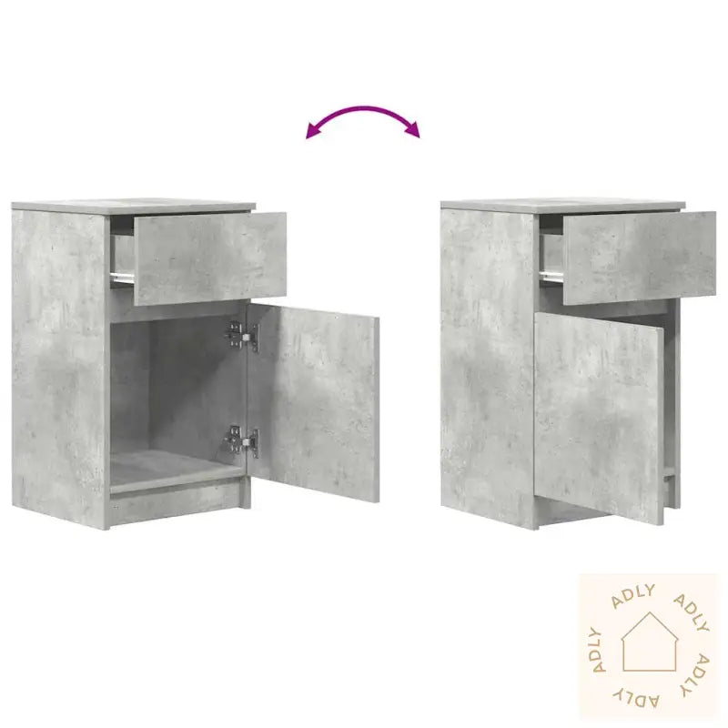 Nattbord 2 Stk Betonggrå 39X35X65 Cm Konstruert Tre