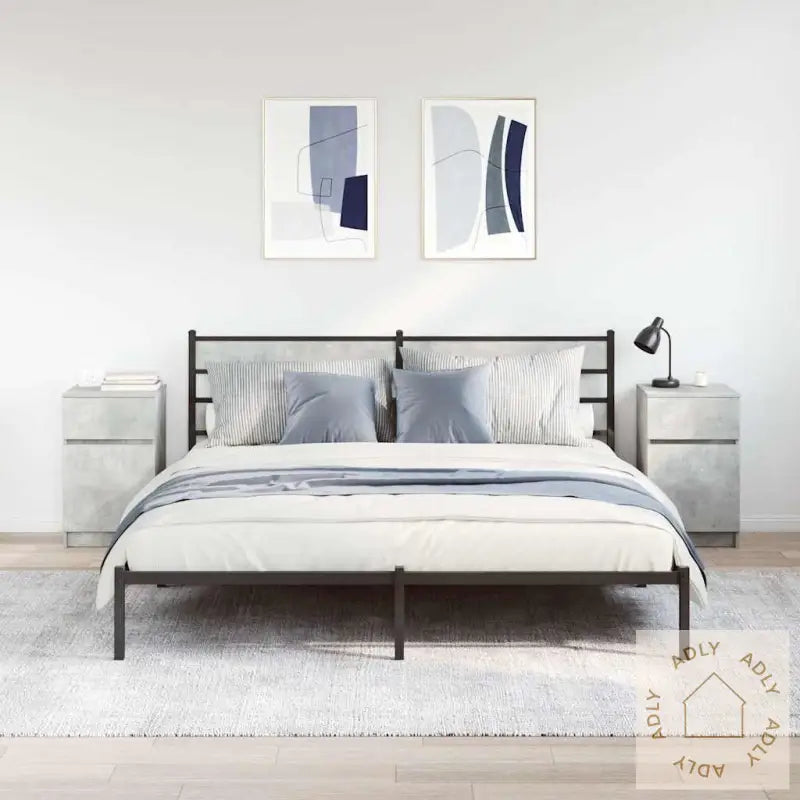 Nattbord 2 Stk Betonggrå 39X35X65 Cm Konstruert Tre