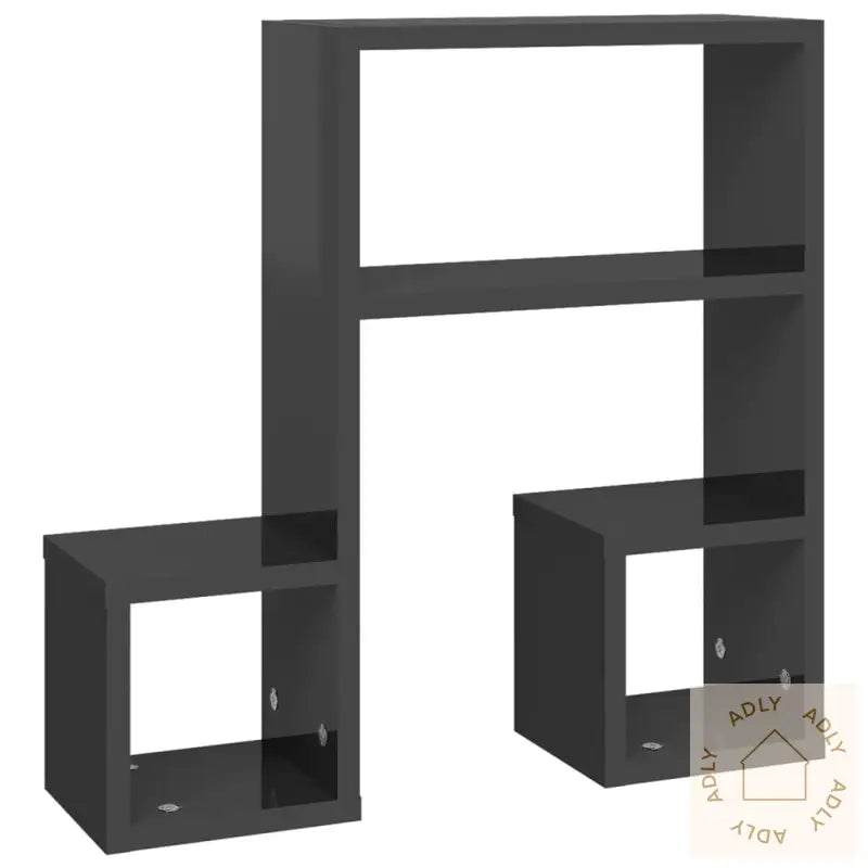 Vegghyller 2 Stk Høyglans Grå 50X15X50 Cm Konstruert Tre