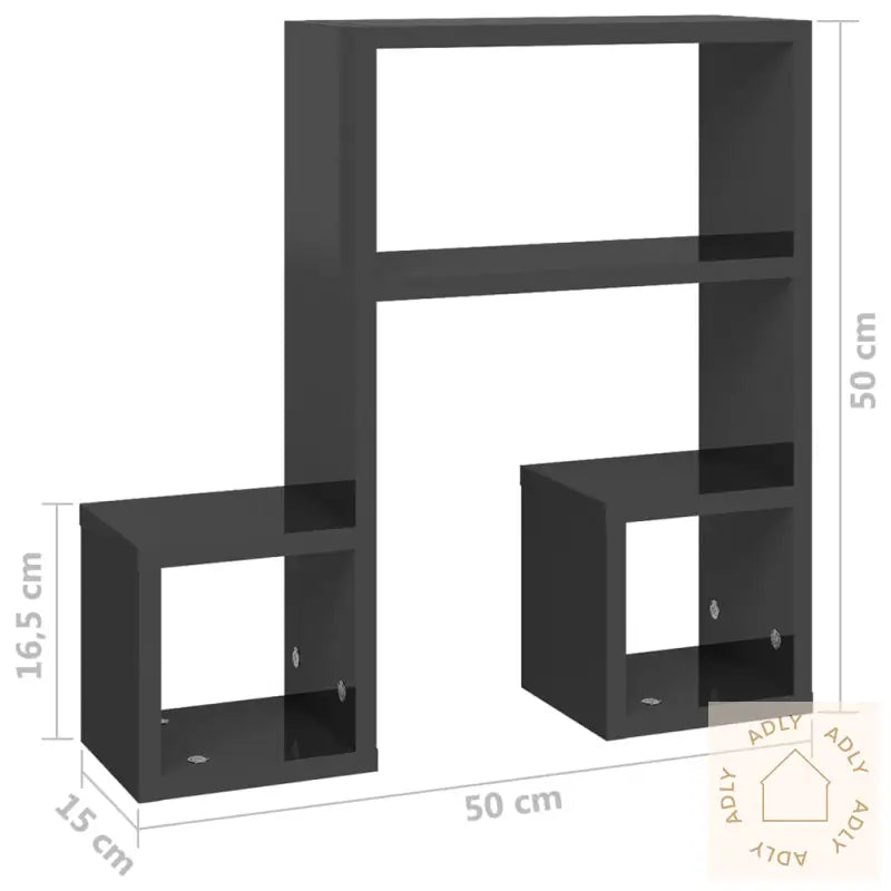Vegghyller 2 Stk Høyglans Grå 50X15X50 Cm Konstruert Tre