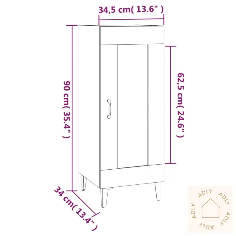 Skjenk Svart 34,5X34X90 Cm Konstruert Tre