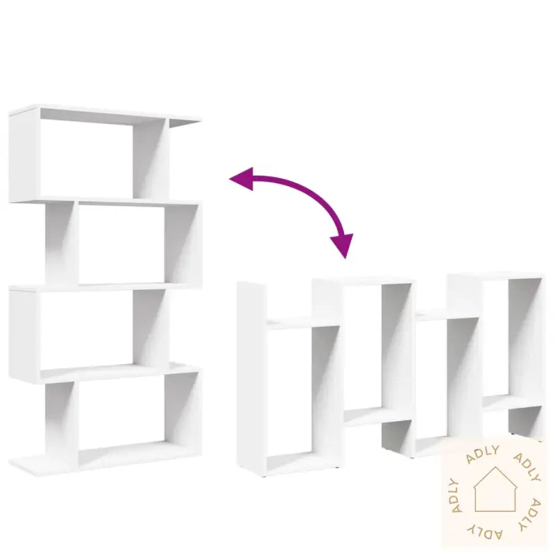 Romdeler Bokhylle 4 Etasjer Hvit 70X24X129 Cm Konstruert Tre