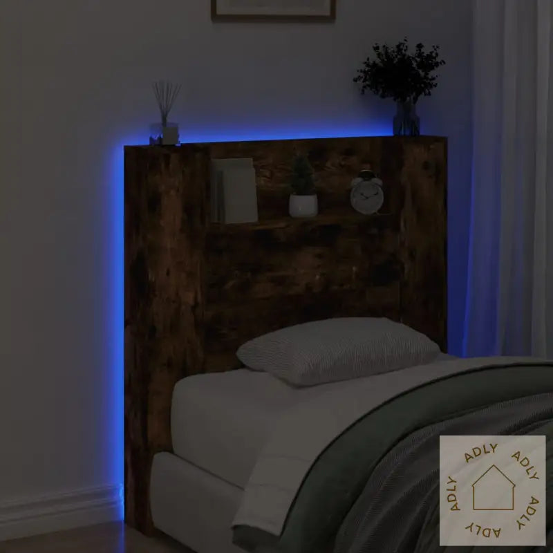 Hodegavl Skap Med Led Røkt Eik 100X16,5X103,5 Cm
