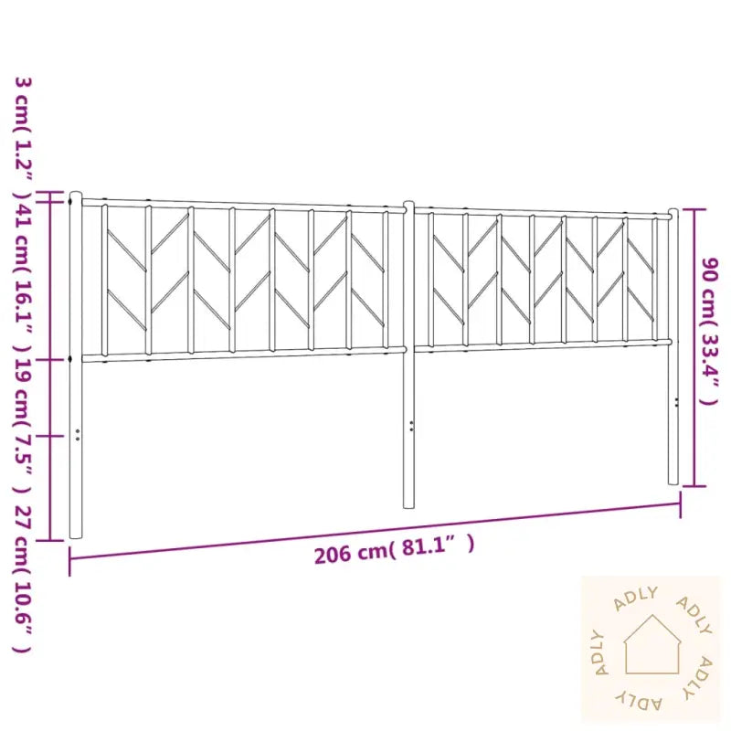Sengegavl I Metall Hvit 200 Cm