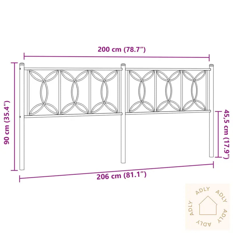 Sengegavl I Metall Hvit 200 Cm
