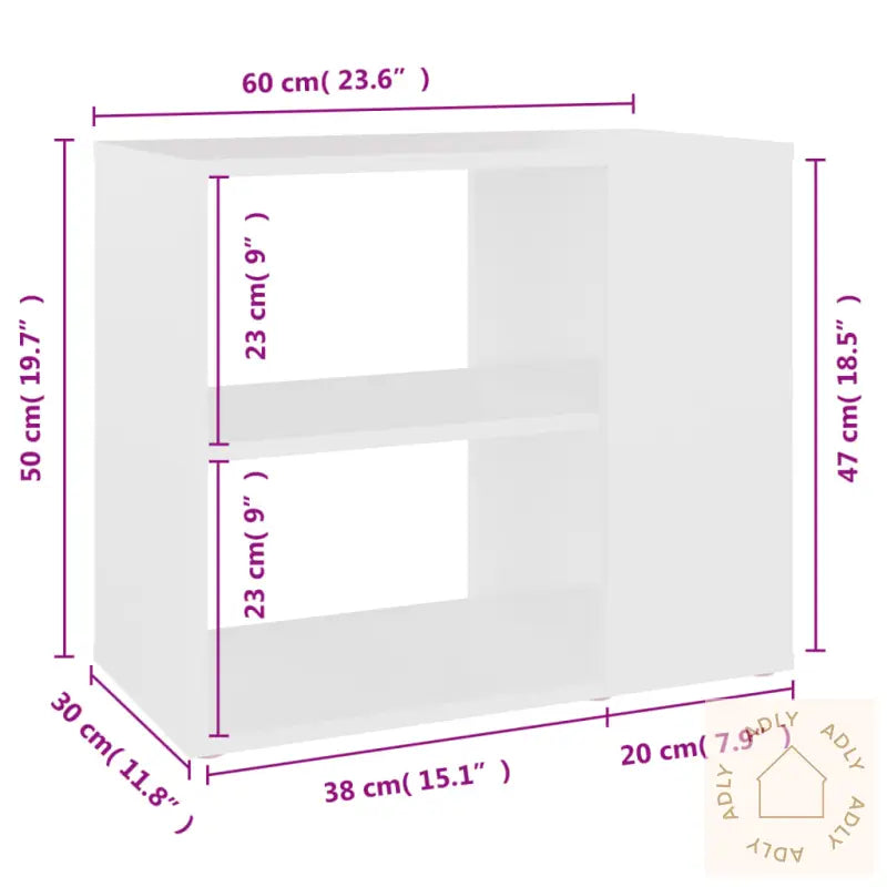 Sideskap Hvit 60X30X50 Cm Konstruert Tre