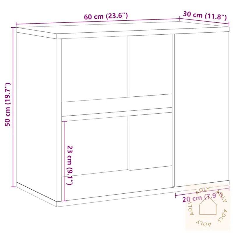 Sideskap Artisan Eik 60X30X50 Cm Konstruert Tre