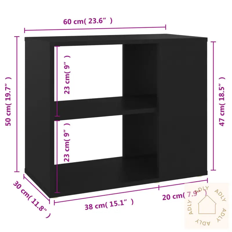 Sideskap Svart 60X30X50 Cm Konstruert Tre
