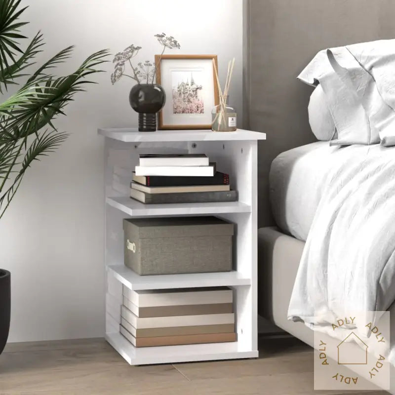 Sideskap Høyglans Hvit 35X35X55 Cm Konstruert Tre