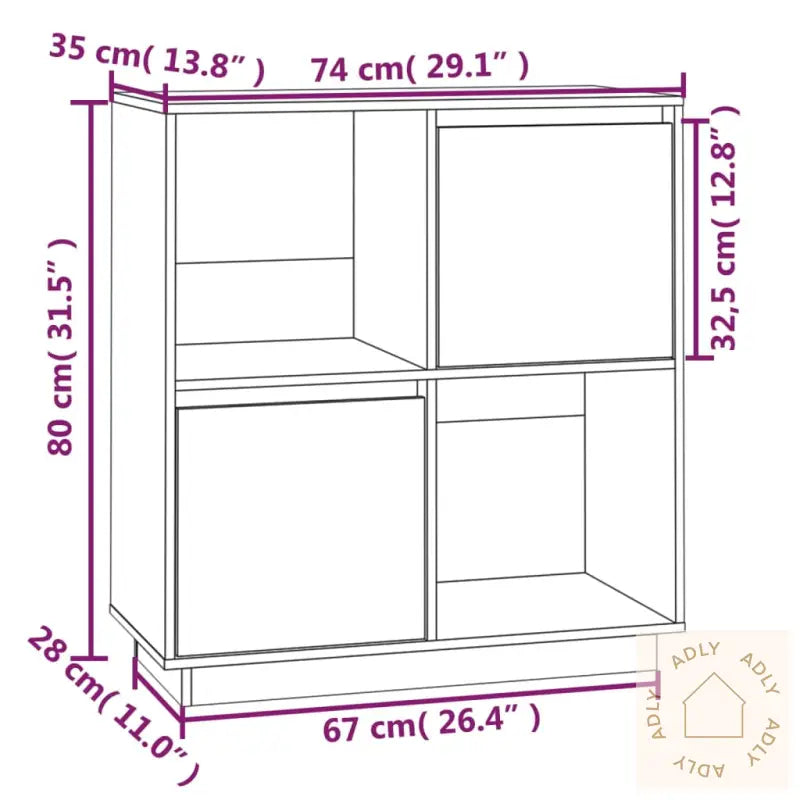 Skjenk Hvit 74X35X80 Cm Heltre Furu