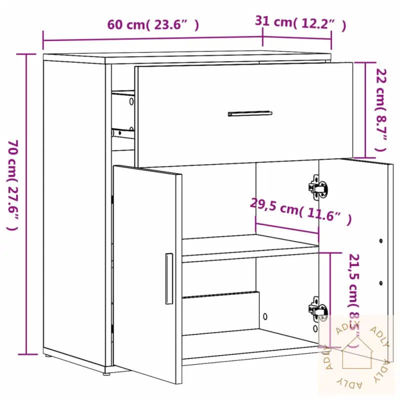 Skjenk Svart 60X31X70 Cm Konstruert Tre