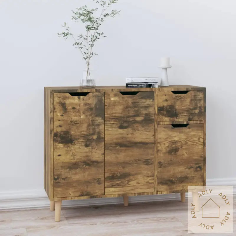Skjenk Røkt Eik 90X30X72 Cm Konstruert Tre