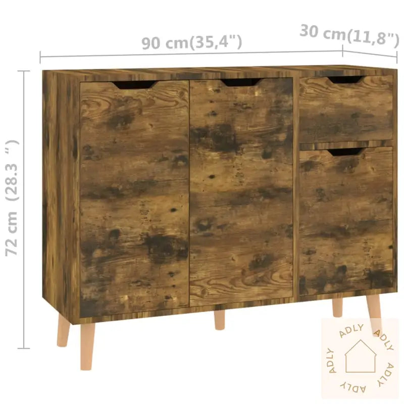 Skjenk Røkt Eik 90X30X72 Cm Konstruert Tre