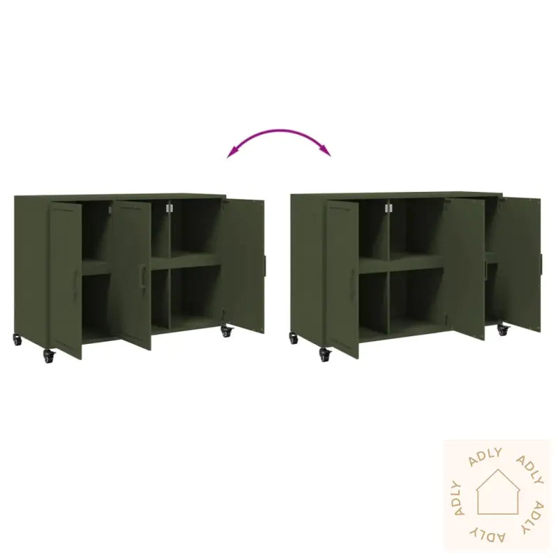 Skjenk Olivengrønn 100,5X39X72 Cm Stål