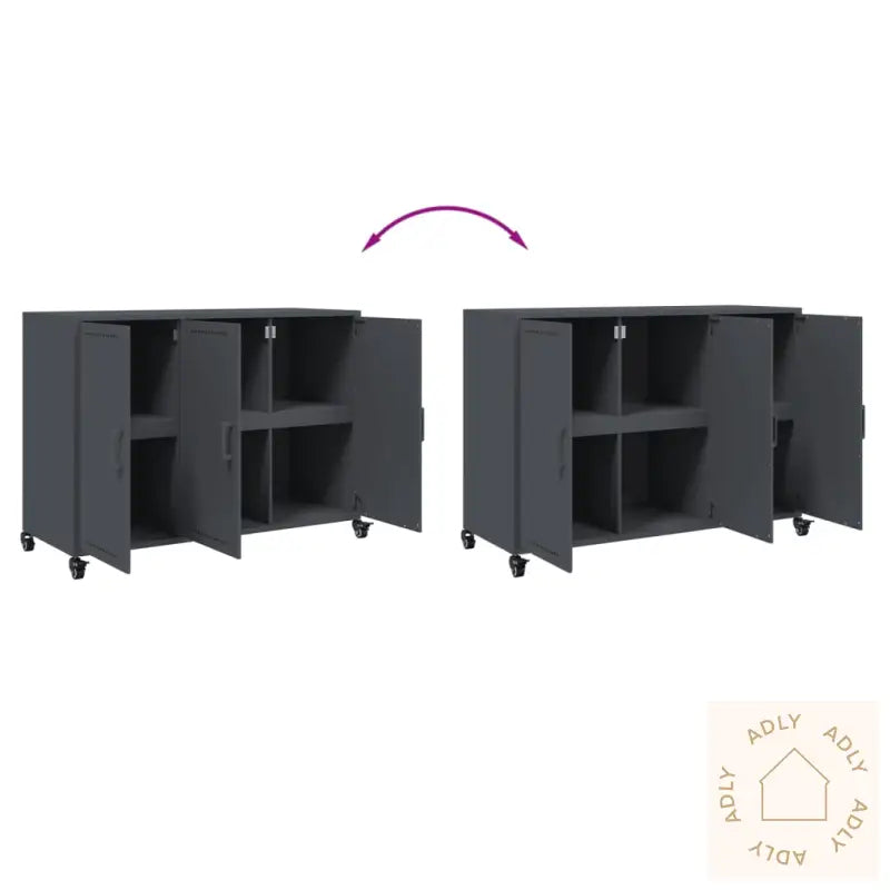 Skjenk Antrasitt 100,5X39X72 Cm Stål