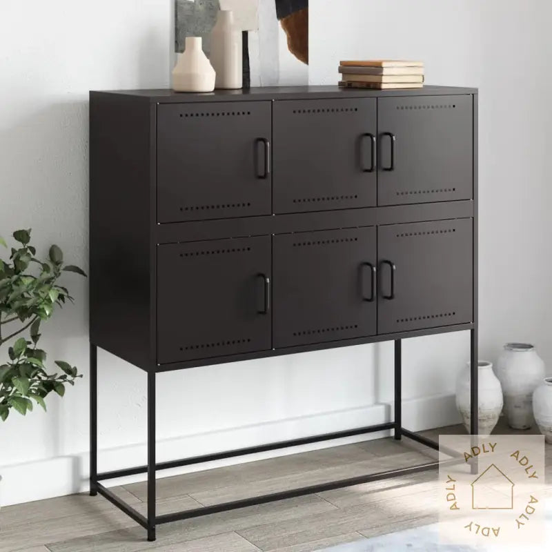 Skjenk Svart 100,5X39X107 Cm Stål